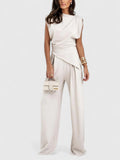 Sharon elegant sleeveless top and wide-leg trousers set
