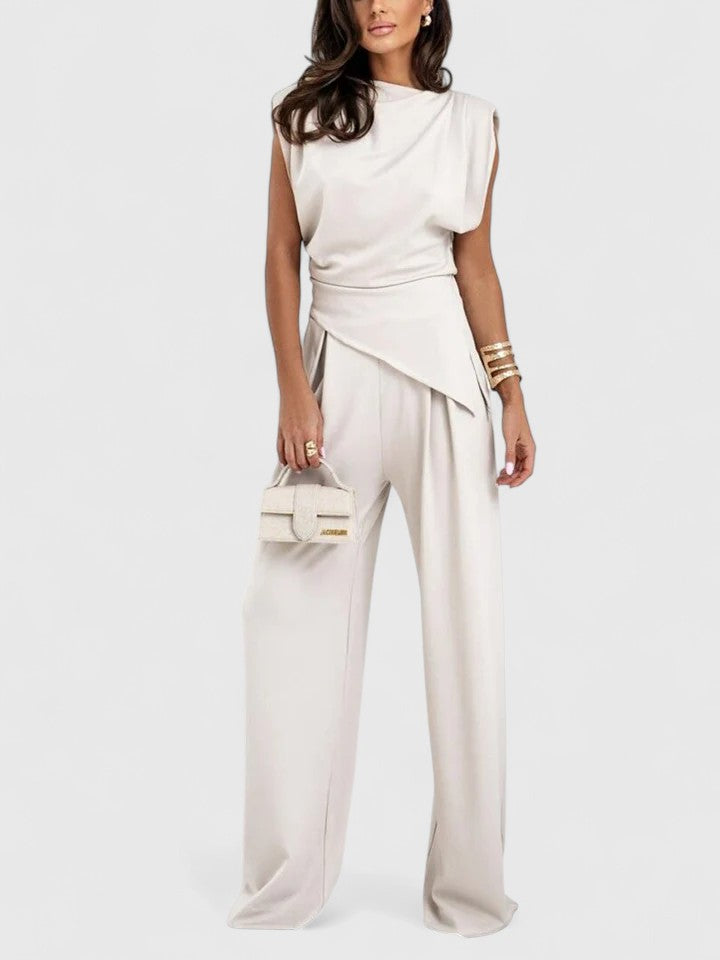 Sharon elegant sleeveless top and wide-leg trousers set
