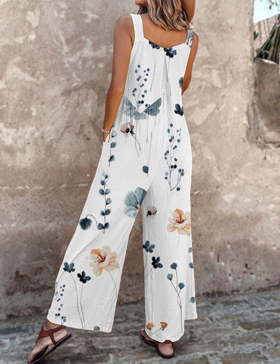 Amandine - Contrasting Floral Boho Overalls
