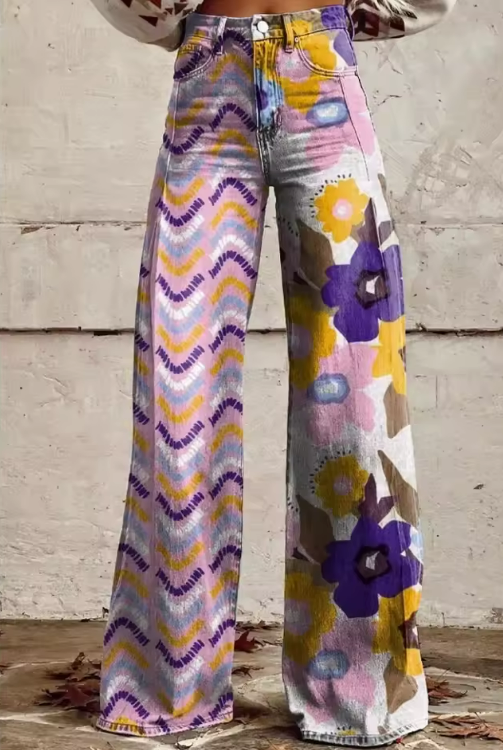 Valeria 1 vintage fluid wide-leg pants with high waistband