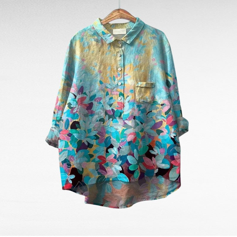 Aurore elegant summer blouse with vintage artistic pattern
