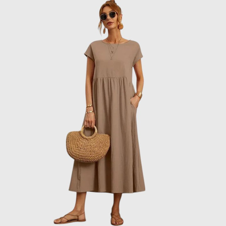 Fenella | Crewneck Pocket Midi Dress
