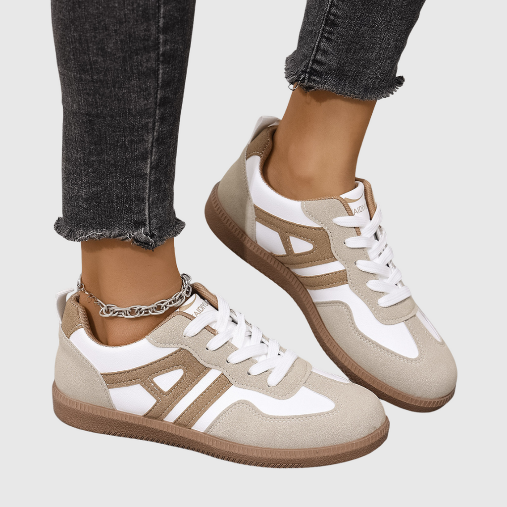 Clara supportive everyday sneakers showing flexible sole and wide toe box