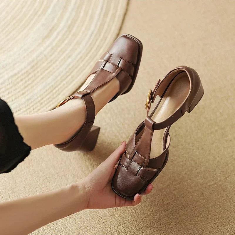 Eleonore - Square-Toe Woven Sandal Heels