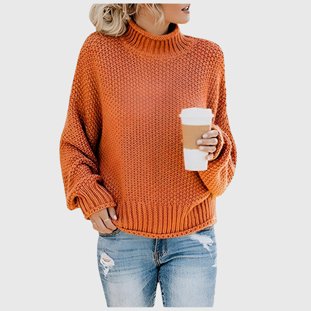 Anne classic comfortable orange knitted sweater