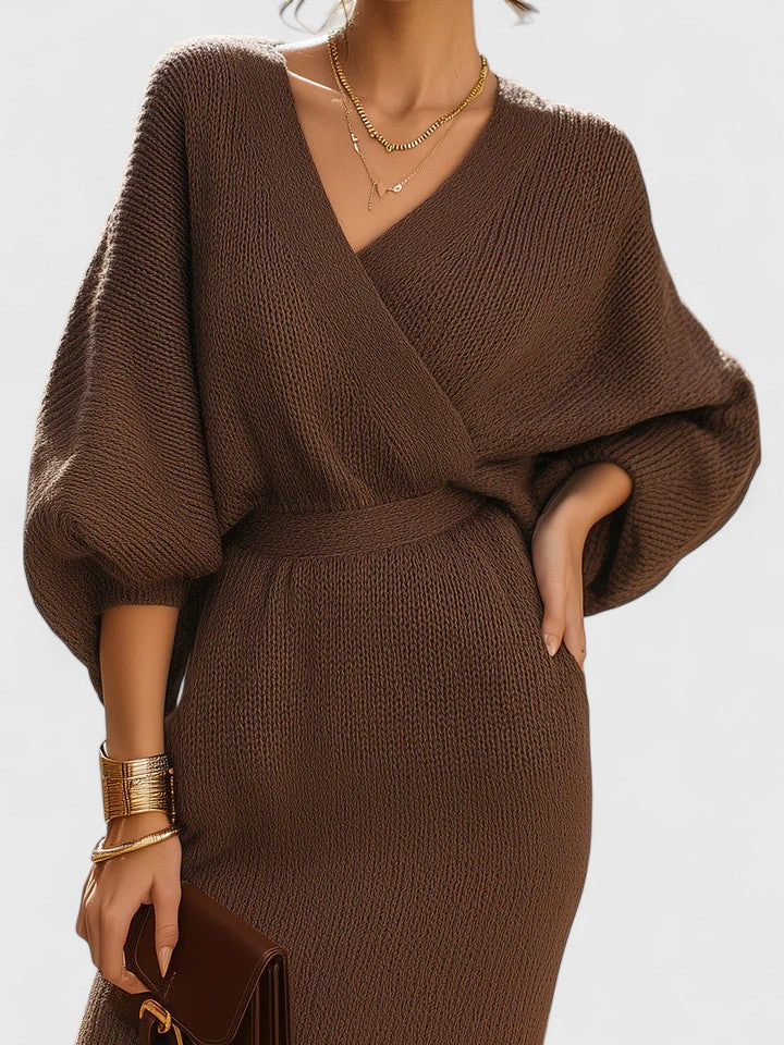 Beatrix - Wrap-Style Chocolate Mini Dress