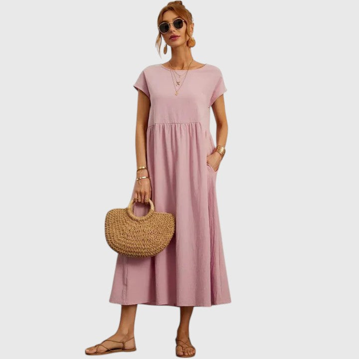 Fenella | Crewneck Pocket Midi Dress