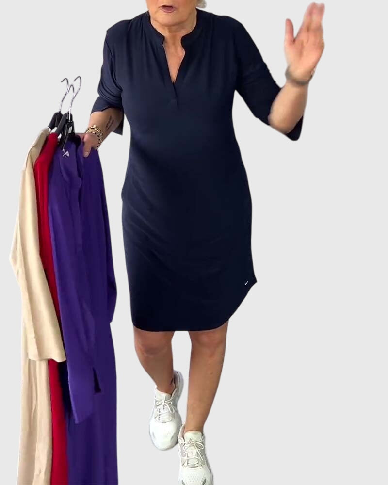 Caroline | Plain V-Neck Everyday Dress