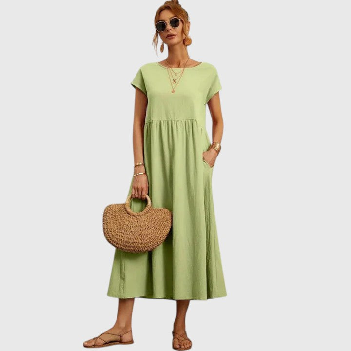 Fenella | Crewneck Pocket Midi Dress