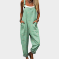 Clemence tender green pastel floral wide leg overalls