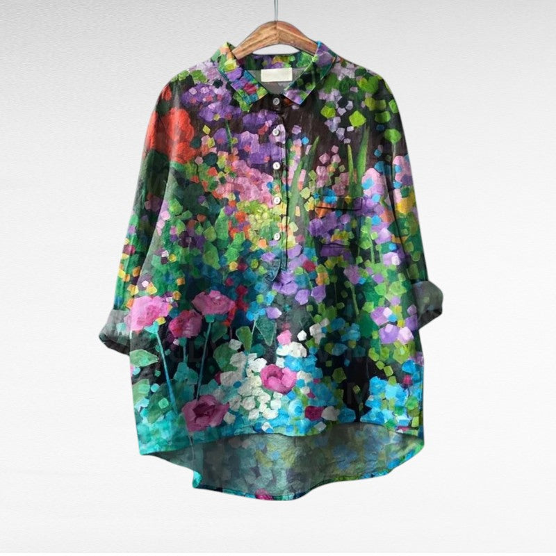 Therese classic floral elegant summer blouse