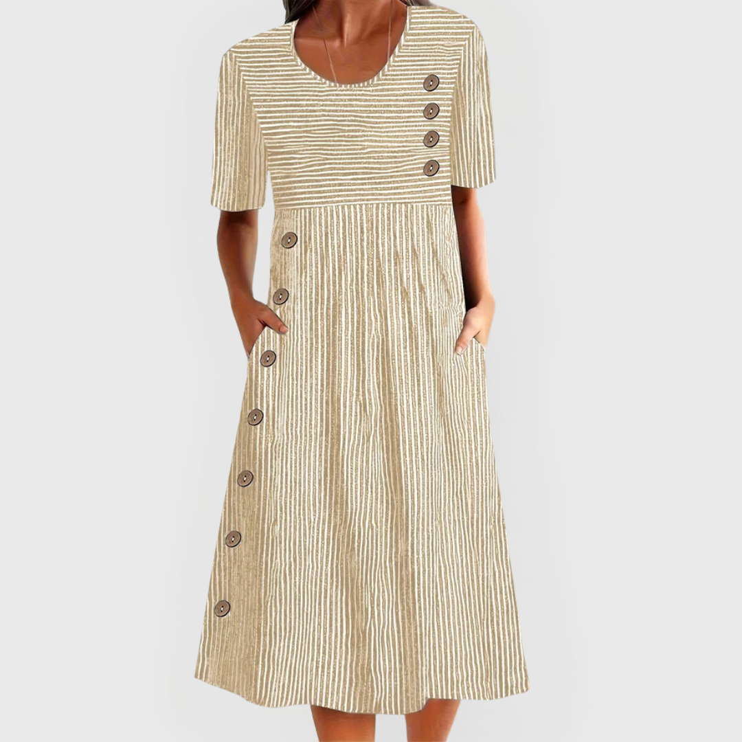 Wanda | Striped 3/4 Sleeve Midi Dress