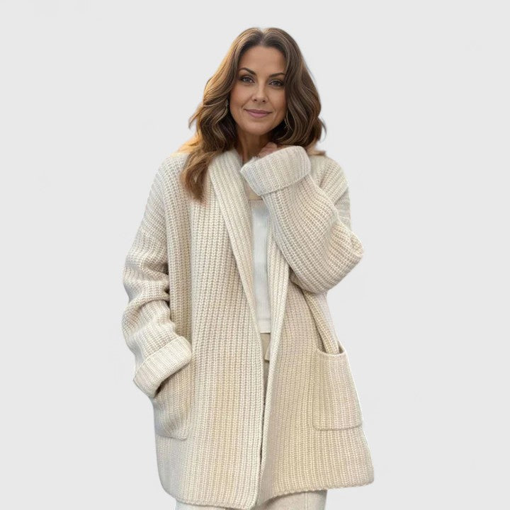 Jan - Ribbed Knit Open-Front Cardigan