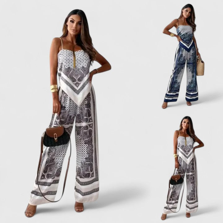 Carmen sophisticated top and tie-detail pants set