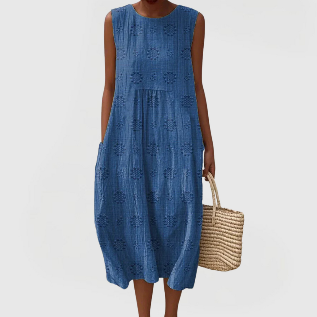 Teresa | Embroidered Sleeveless Pocket Dress