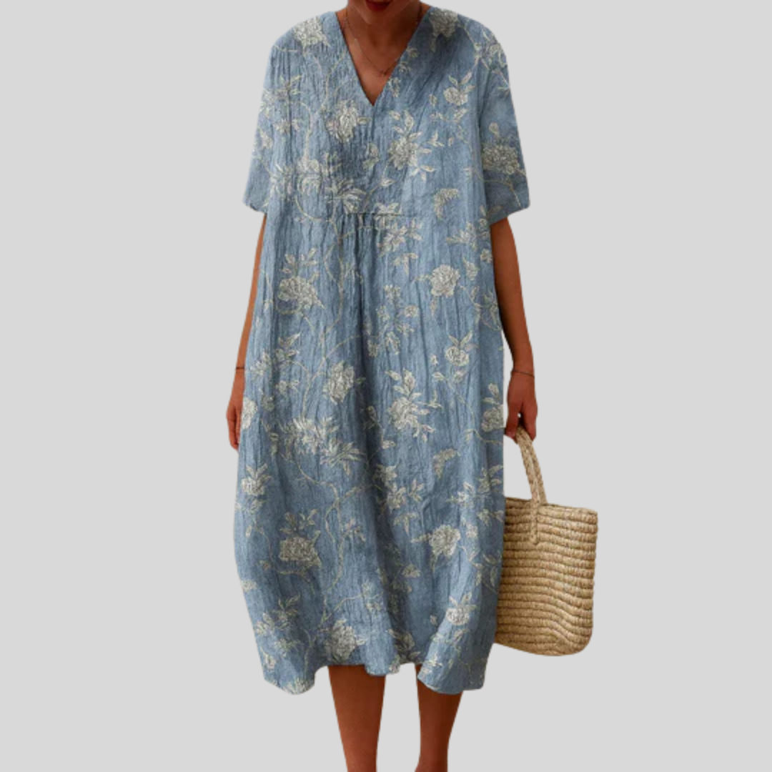 Genevieve flattering printed summer dress