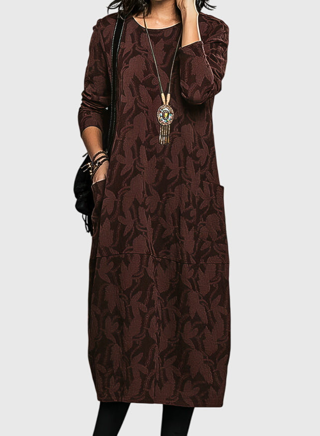 Victoria - Casual Round-Neck Pocket Dress