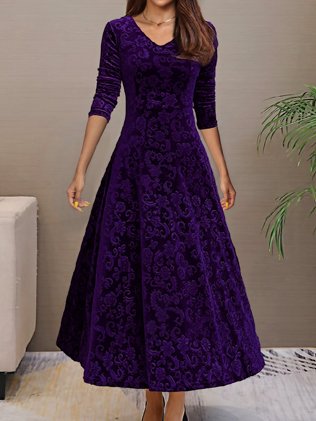 Nancy | Velvet Holiday Elegance Dress