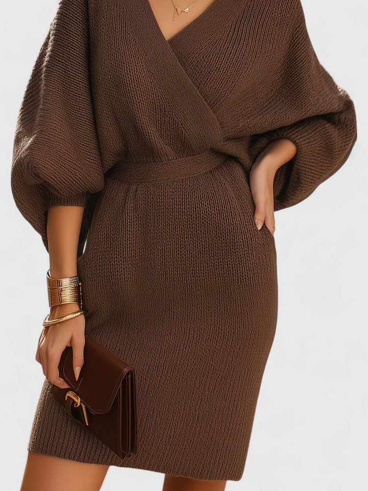 Beatrix - Wrap-Style Chocolate Mini Dress