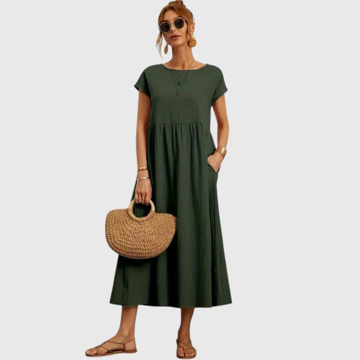 Fenella | Crewneck Pocket Midi Dress