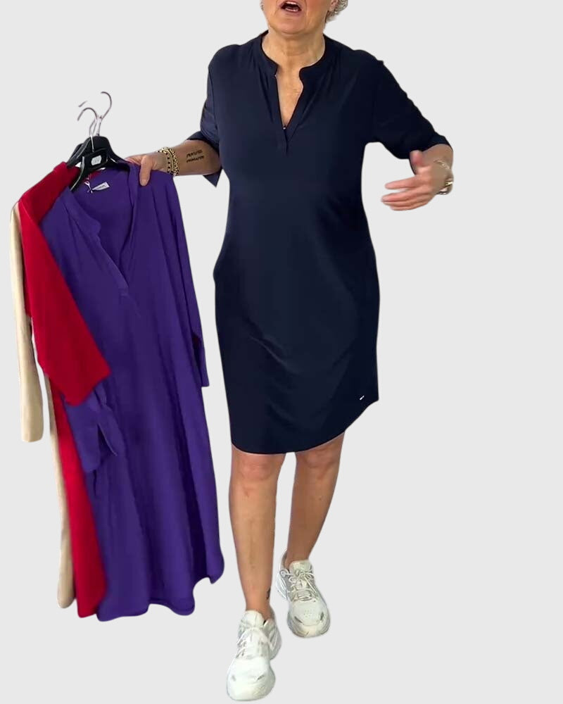 Caroline | Plain V-Neck Everyday Dress