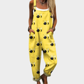 Solene bright yellow overalls with nature inspired bee print