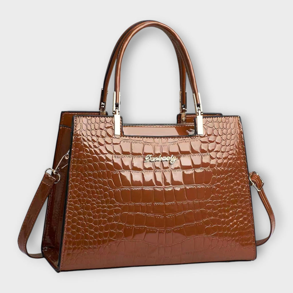Emilie - Glossy Croc Leather Handbag