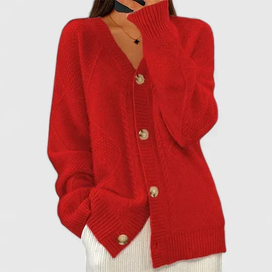 Solenyahh - V-Neck Buttoned All-Season Cardigan