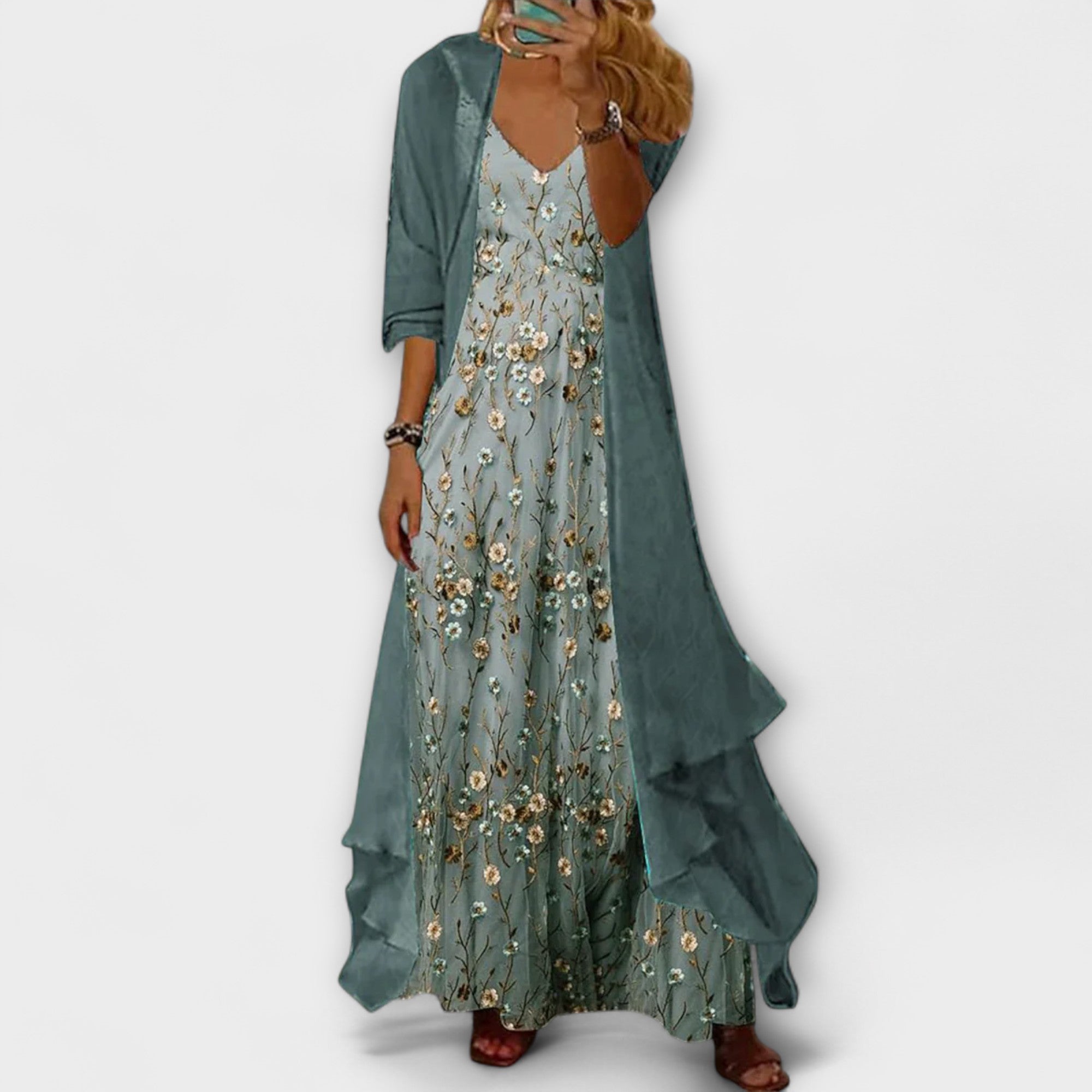 Clara Two-Piece Maxi Dress & Jacket Set