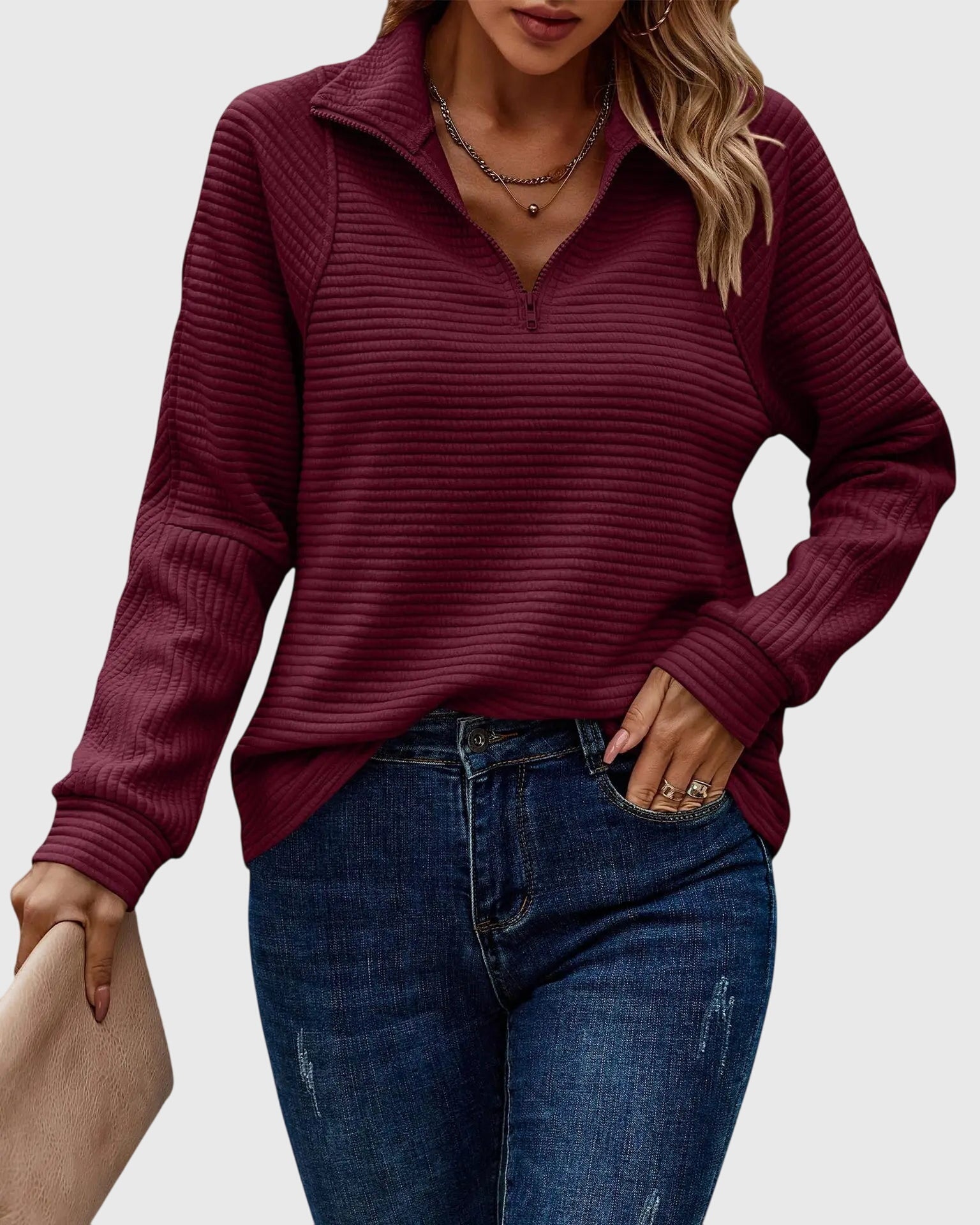 Christine - Elegant Half-Zip Sweater