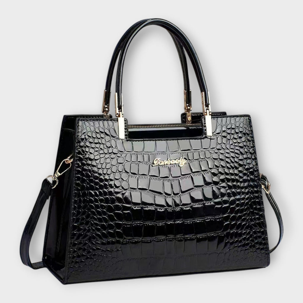 Emilie glossy croc leather handbag