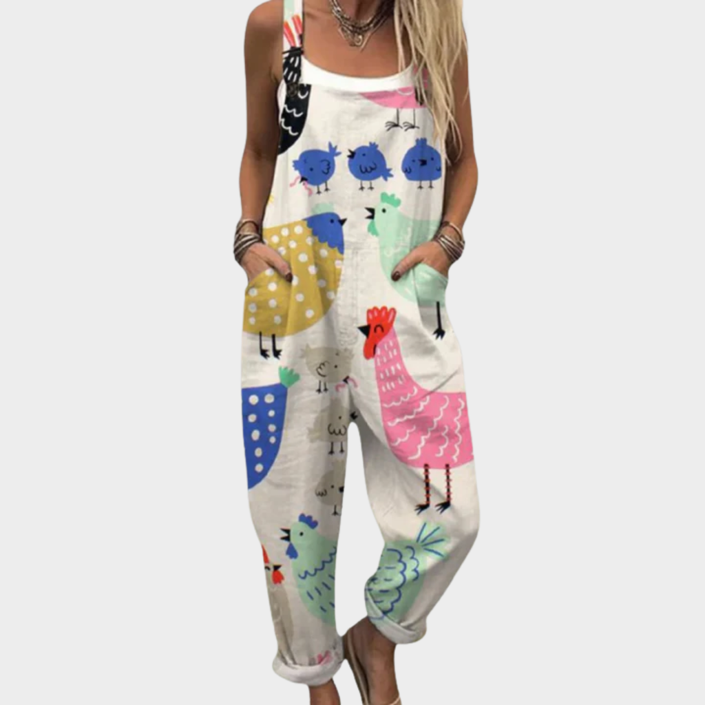 Marianne colorful playful pastel pattern loose overalls