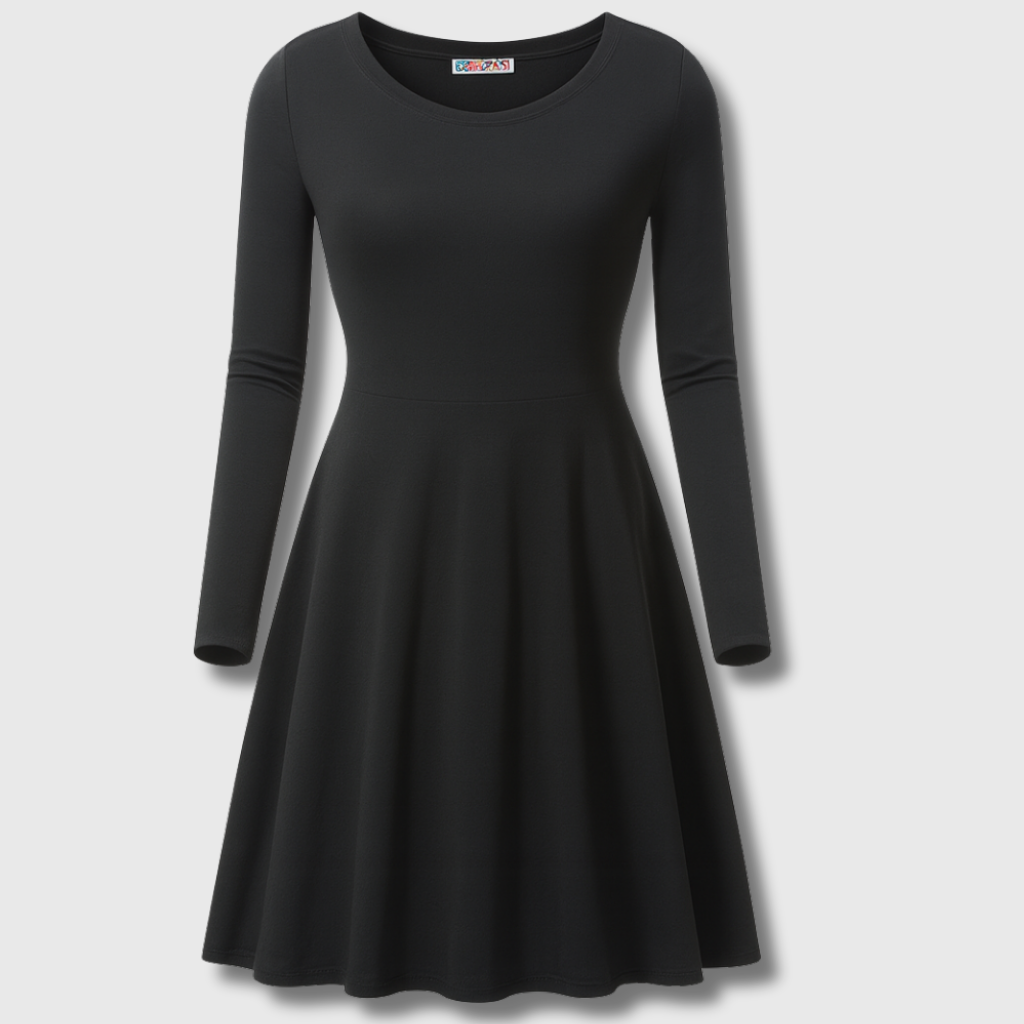 Ava Classic Fit-and-Flare Long Sleeve Dress