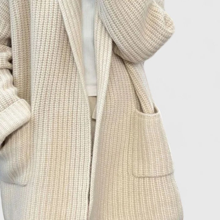 Jan - Ribbed Knit Open-Front Cardigan