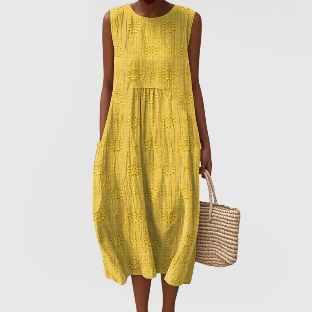 Teresa | Embroidered Sleeveless Pocket Dress