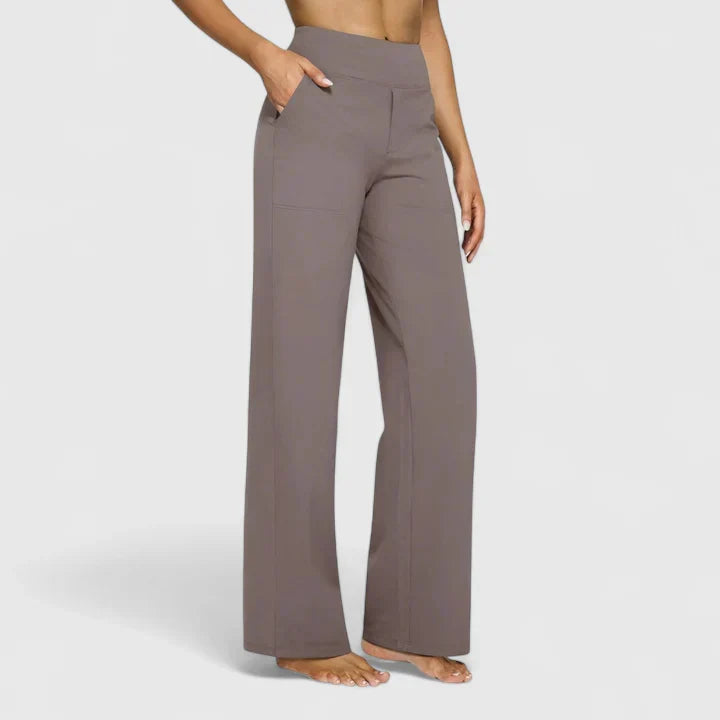 Claire elegant straight-leg pants with elastic waistband and side pockets