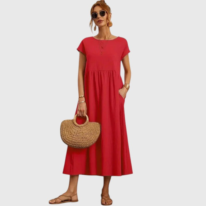 Fenella | Crewneck Pocket Midi Dress