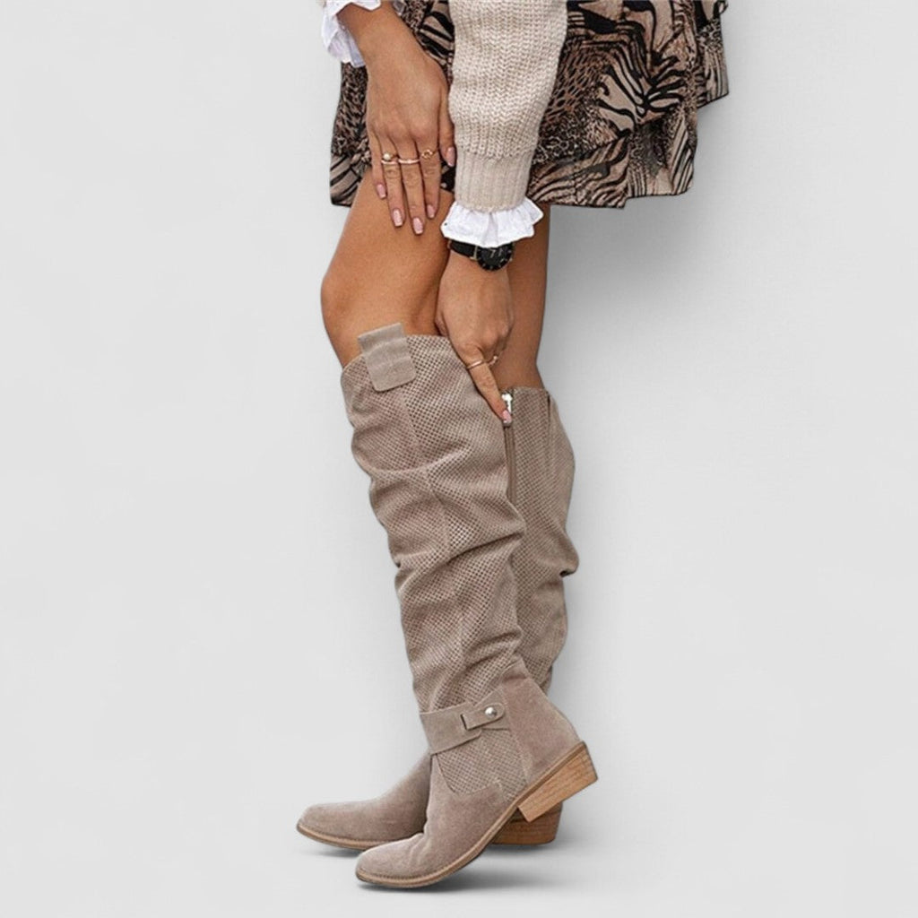 Elise - Suede Western Boots
