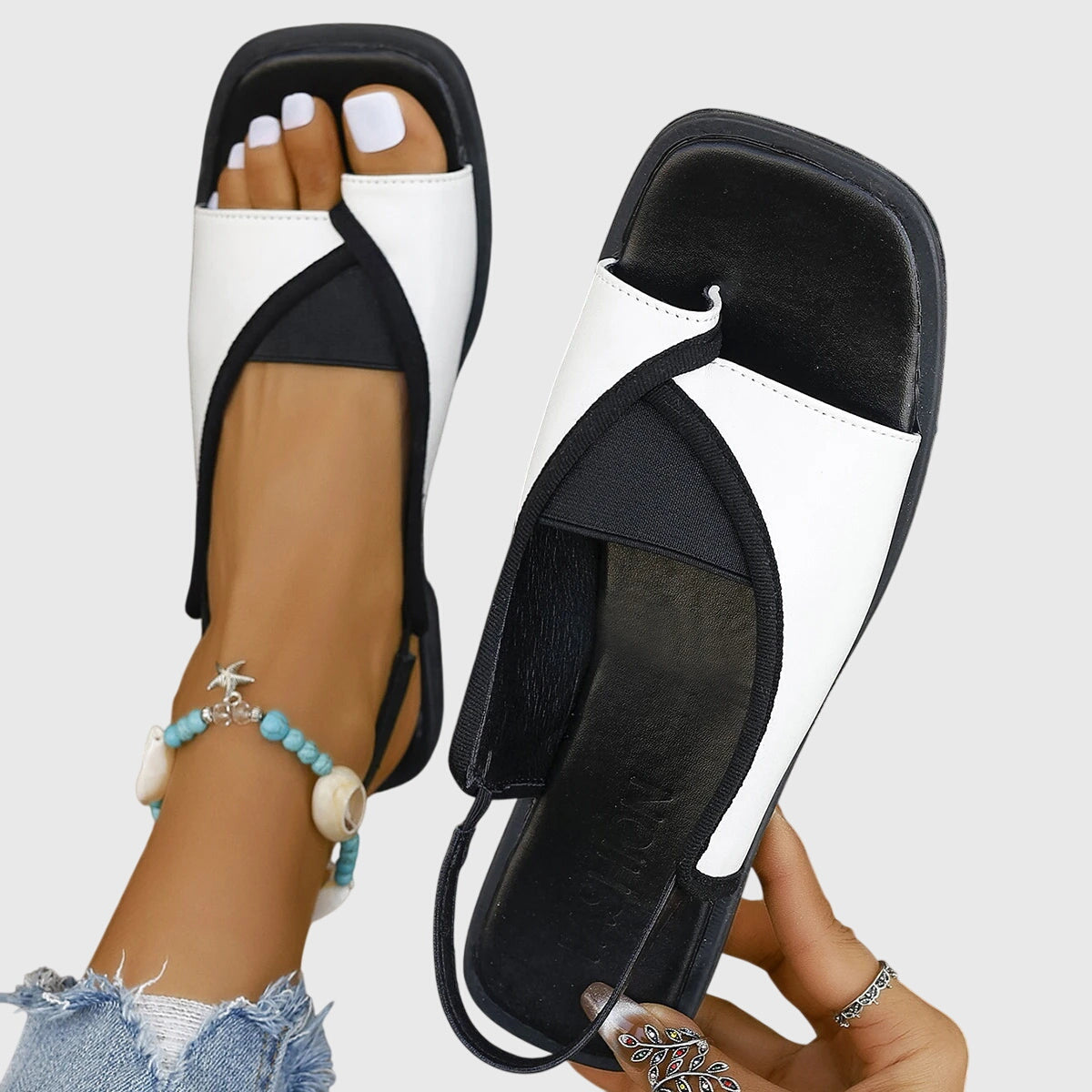 Mady square toe comfortable support slip-on sandals