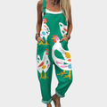 Apolline meadow green overalls with graphic print wide leg
