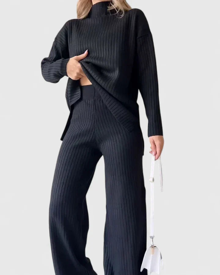 Myzriella sophisticated two-piece set with slit details