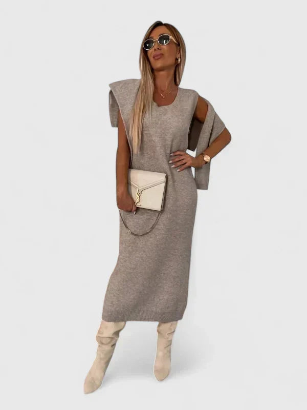 Chrystahl - Elegant Dress and Turtleneck Sweater Set