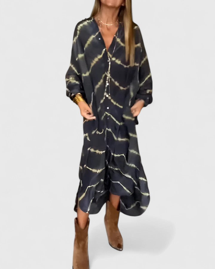 Manon Boho Striped V-Neck Maxi Dress