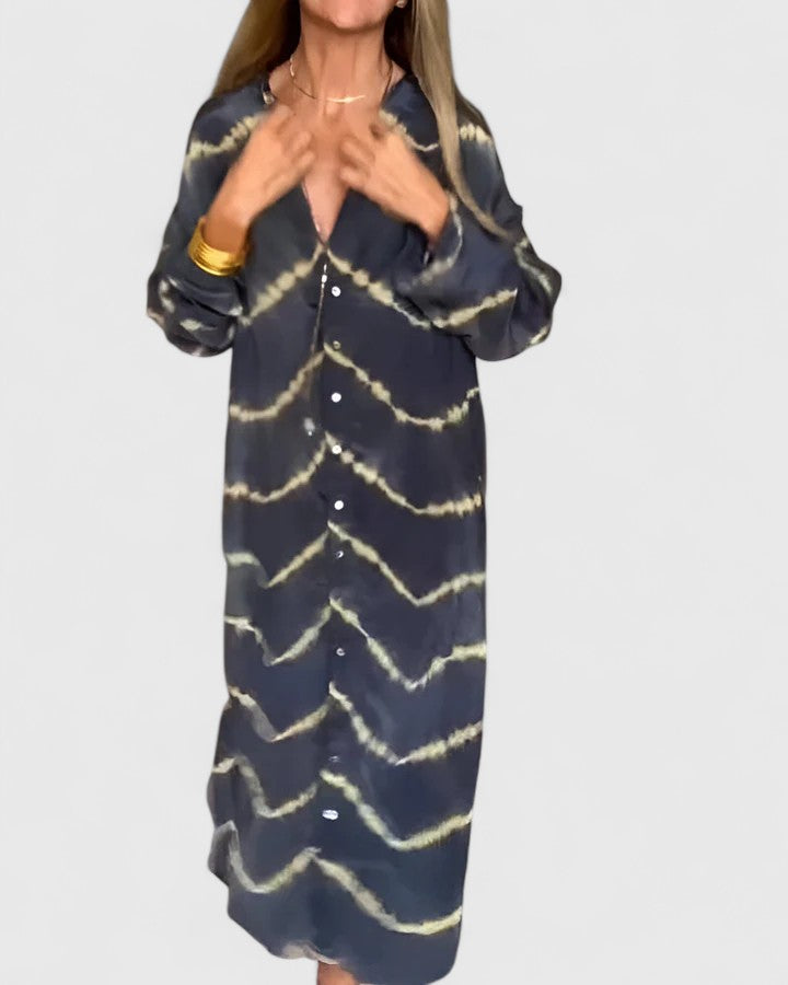 Manon Boho Striped V-Neck Maxi Dress