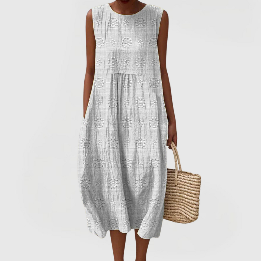 Teresa | Embroidered Sleeveless Pocket Dress