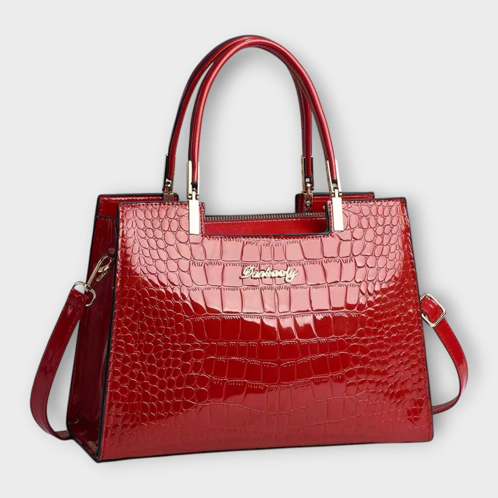Emilie - Glossy Croc Leather Handbag