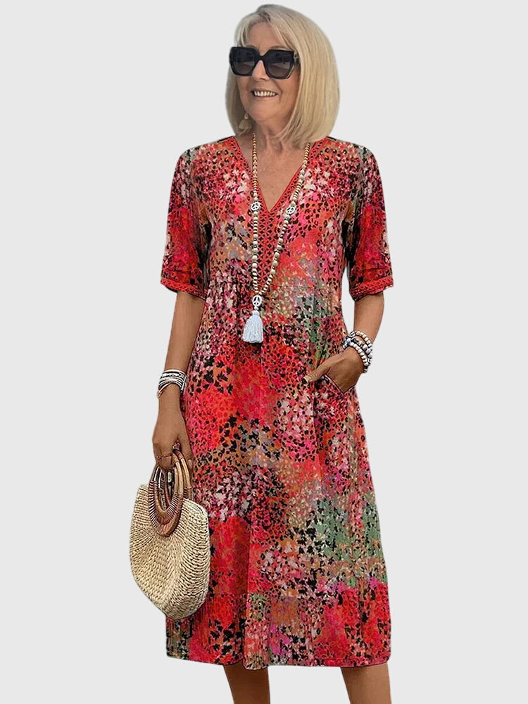 Violet - Elegant Floral Midi Dress