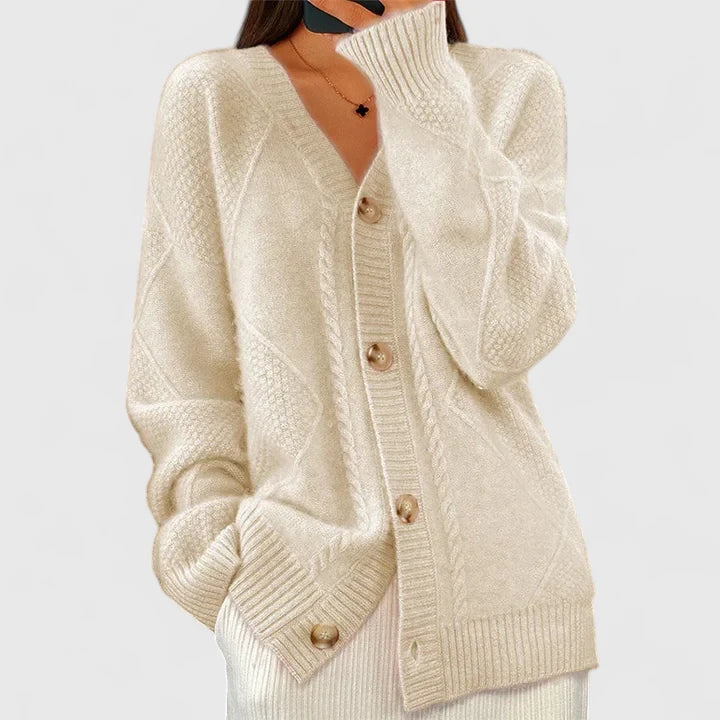 Solenyahh - V-Neck Buttoned All-Season Cardigan