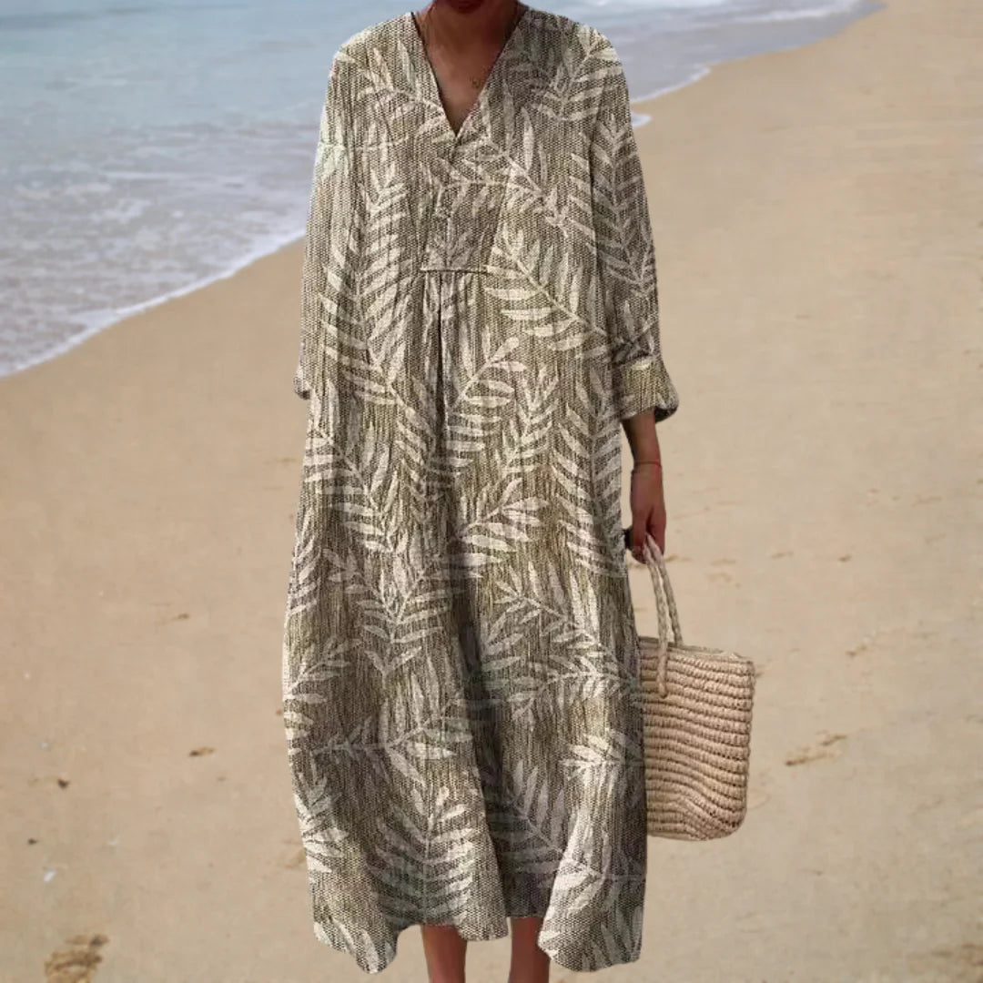 Leaves Printed Summer Dress