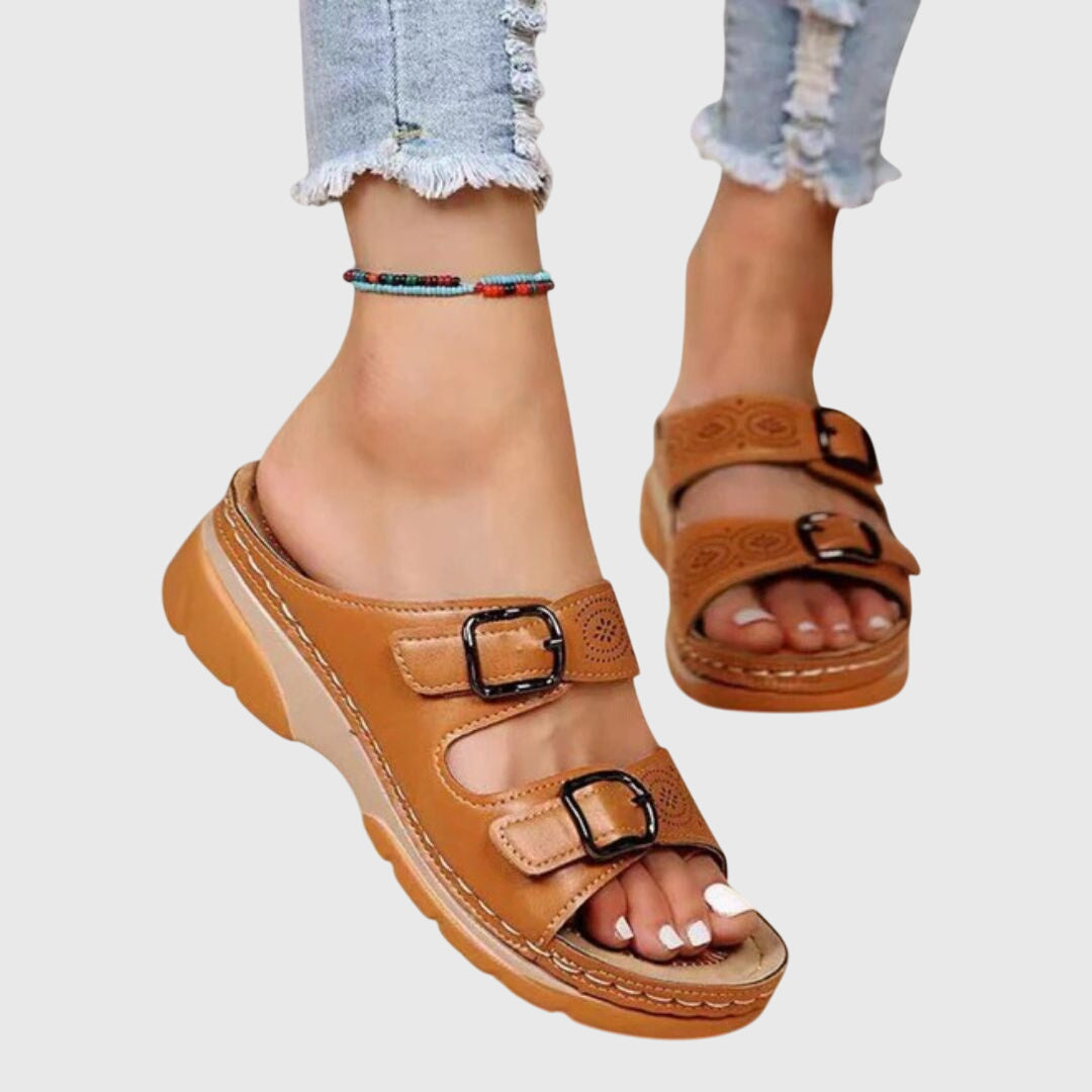 Diora Leather Wedge Sandals